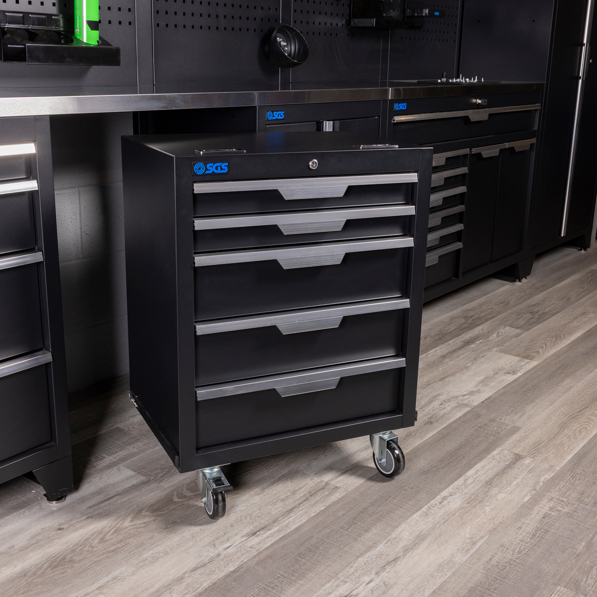 SGS Mobile Tool Cabinet for Garage Storage System | 4x Swivel Castor Wheels
